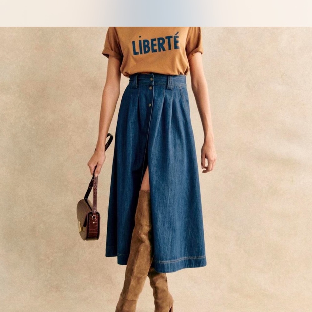 Sezane clarine Denim Blue Women's Skirt